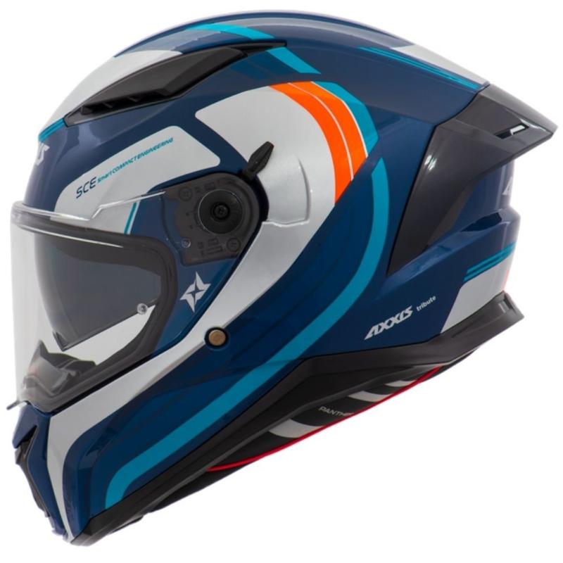 Capacete axxis panther tribute c7 blue gloss óculos interno